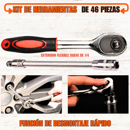 Set 46 Piezas de Herramientas + Nivel Laser de REGALO 🎁