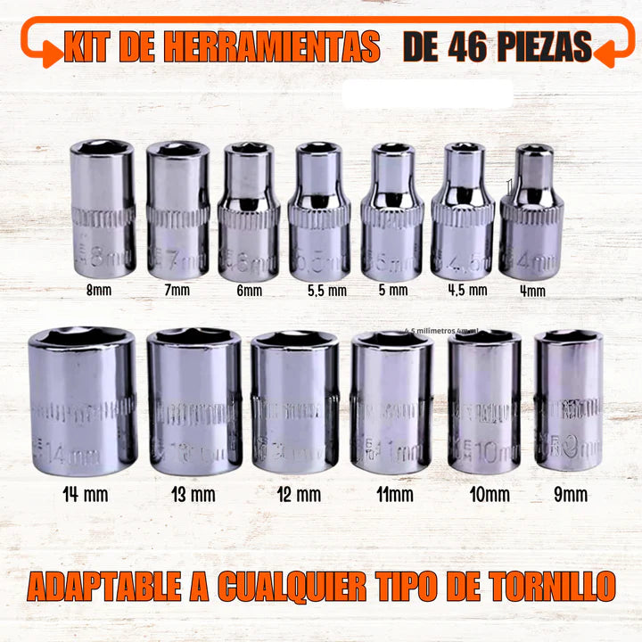 Set 46 Piezas de Herramientas + Nivel Laser de REGALO 🎁