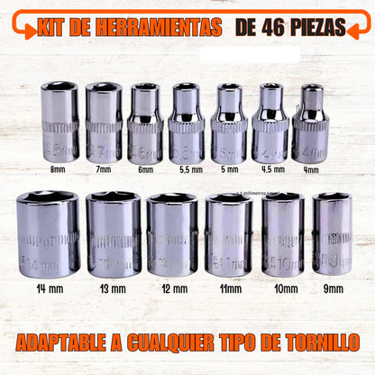 Set 46 Piezas de Herramientas + Nivel Laser de REGALO 🎁